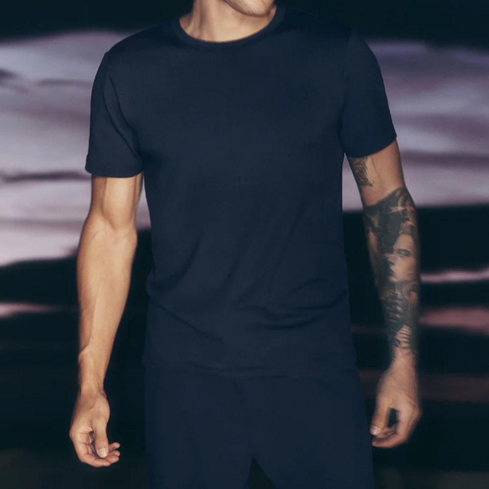 Alo Conquer Reform Crewneck Short Sleeve Navy M NWT